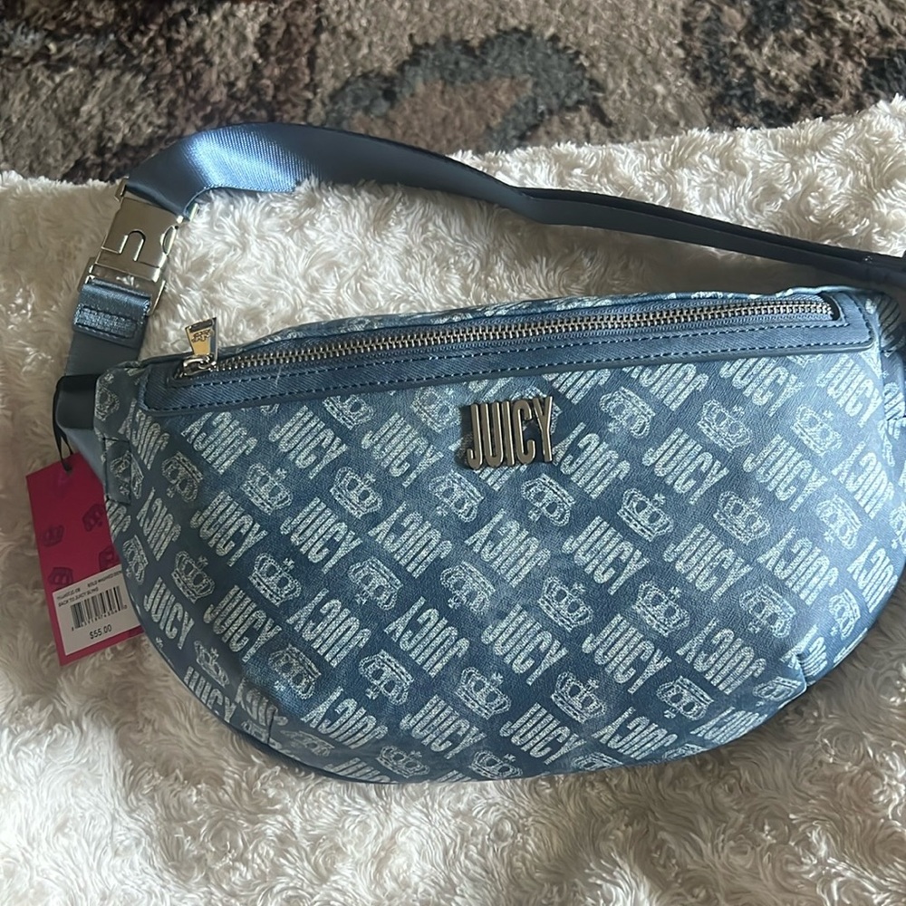 Juicy Couture Fanny pack. Denim with white. Big! Great for vacation.